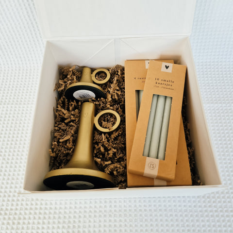 Cadeaubox kandelaars goud